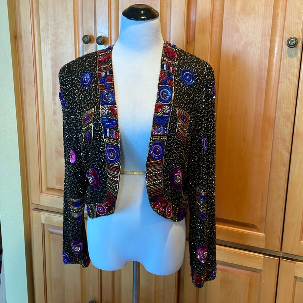 Vintage Beaded Sequin Embroidered  Dressy Jacket by Marshall Fields